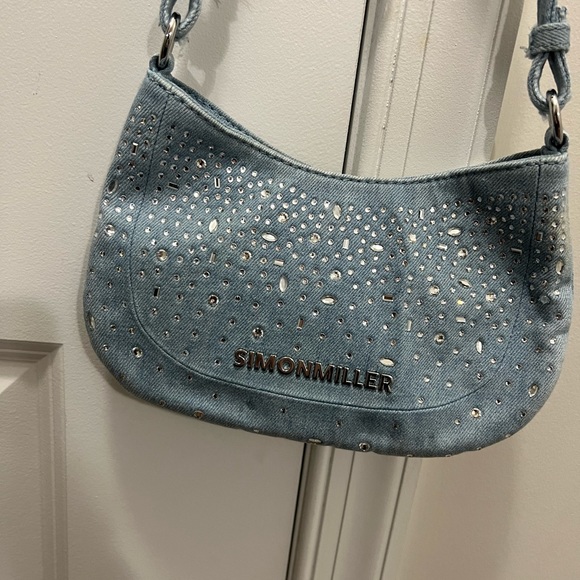 Simon Miller Blue Denim Crystal Mini Sasi Shoulder Bag $375 - Picture 3 of 8